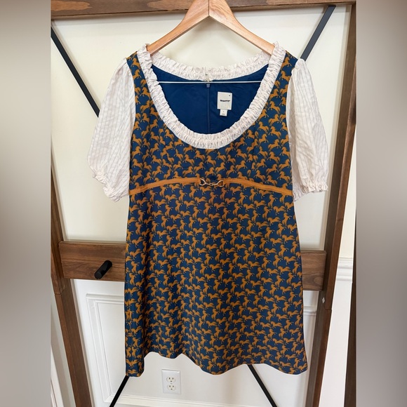 NWOT size Large Anthropologie Maeve Puff Sleeve Twofer mini horse print - Picture 4 of 6